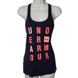 Under Armour Womens Medium Graphic Racerback Sleeveless Athletic Tank Blue Pink